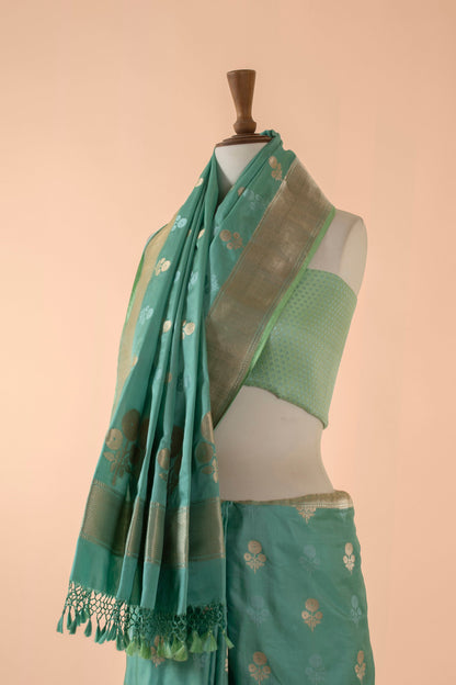 Handwoven Blue Satin Silk Saree