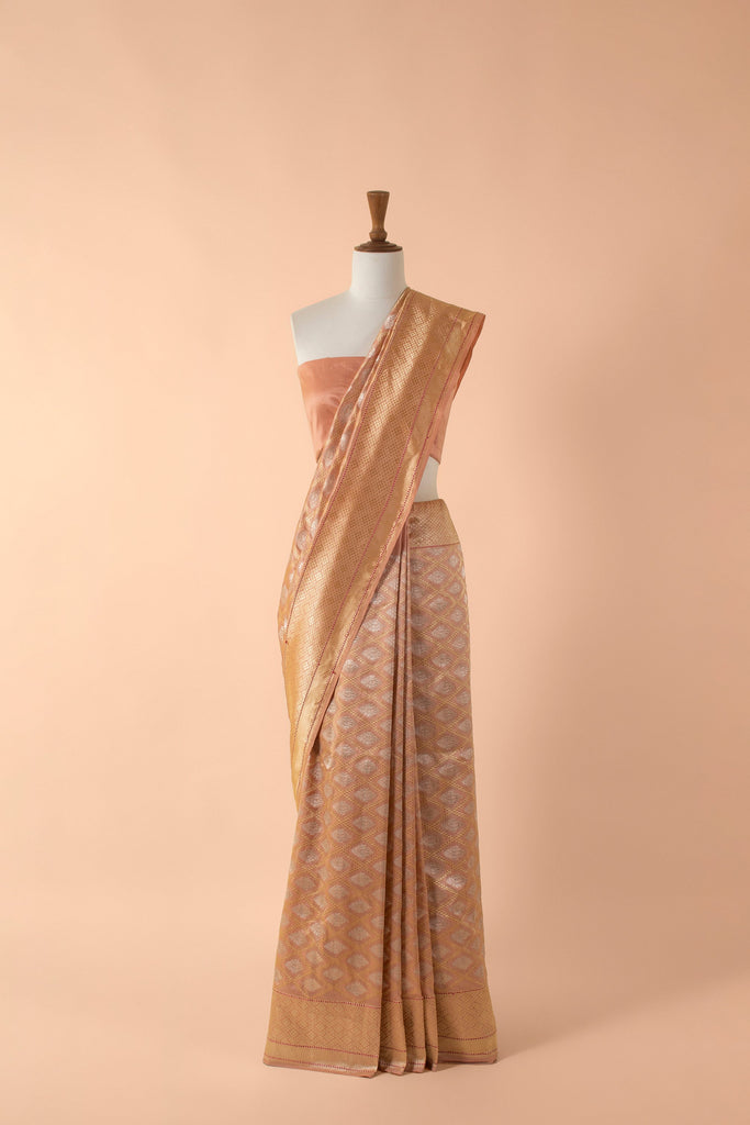 Handwoven Pink Silk Sari