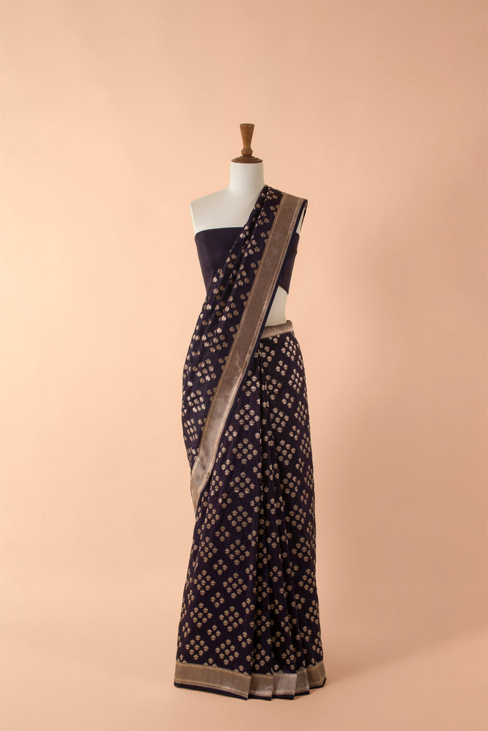 Handwoven Purple Silk Sari