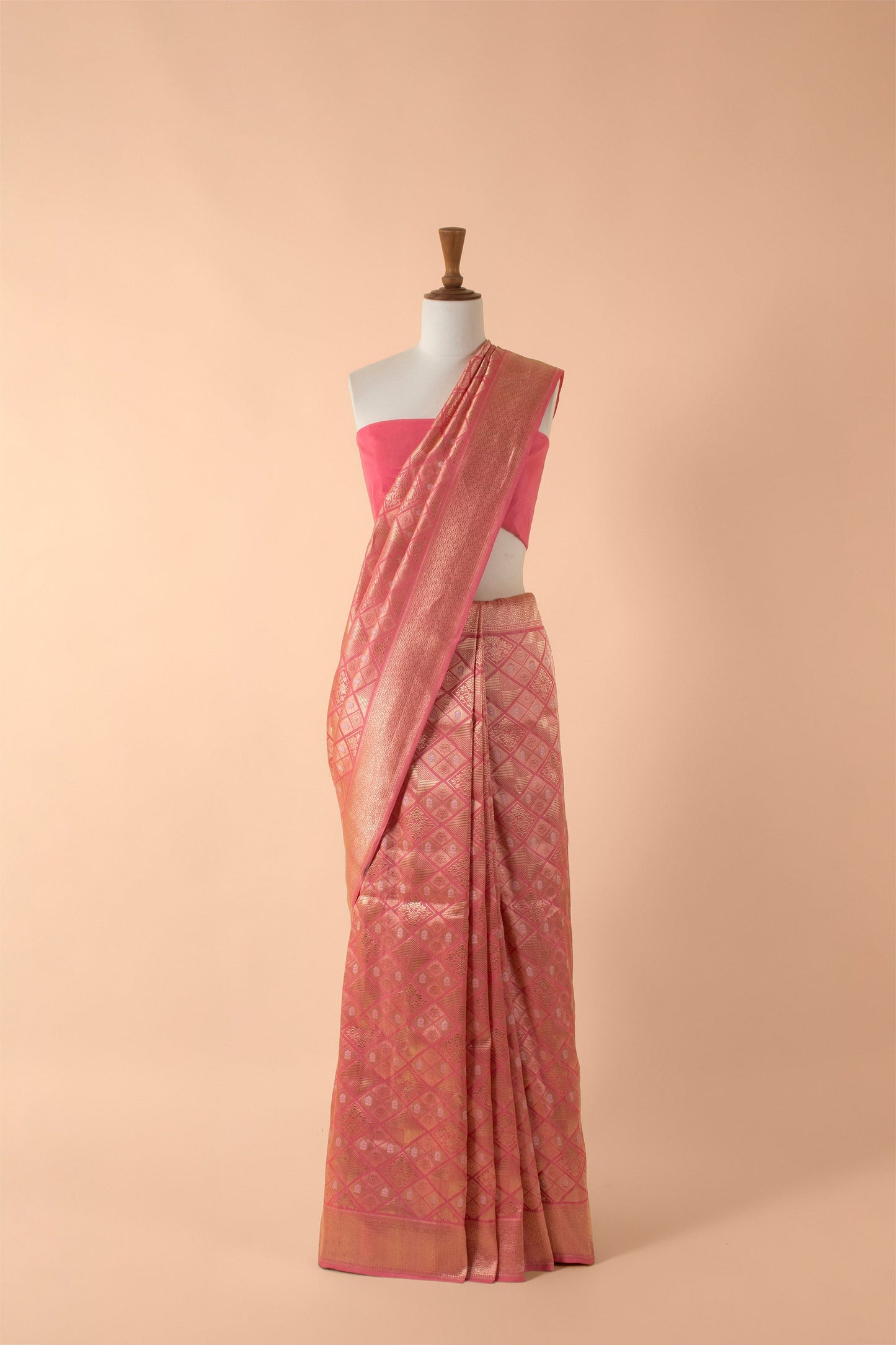 Handwoven Pink Silk Sari