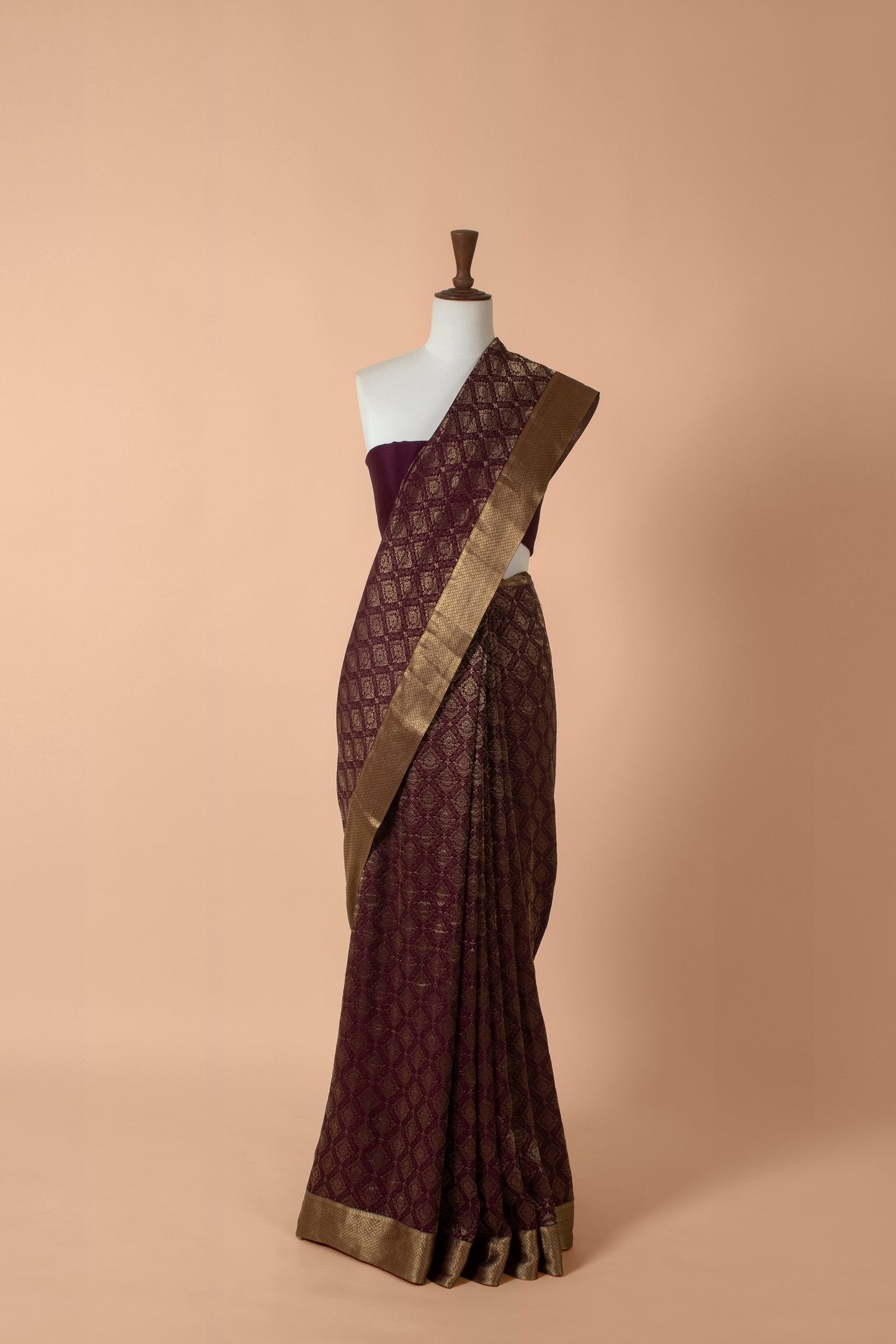 Handwoven Purple Georgette Sari