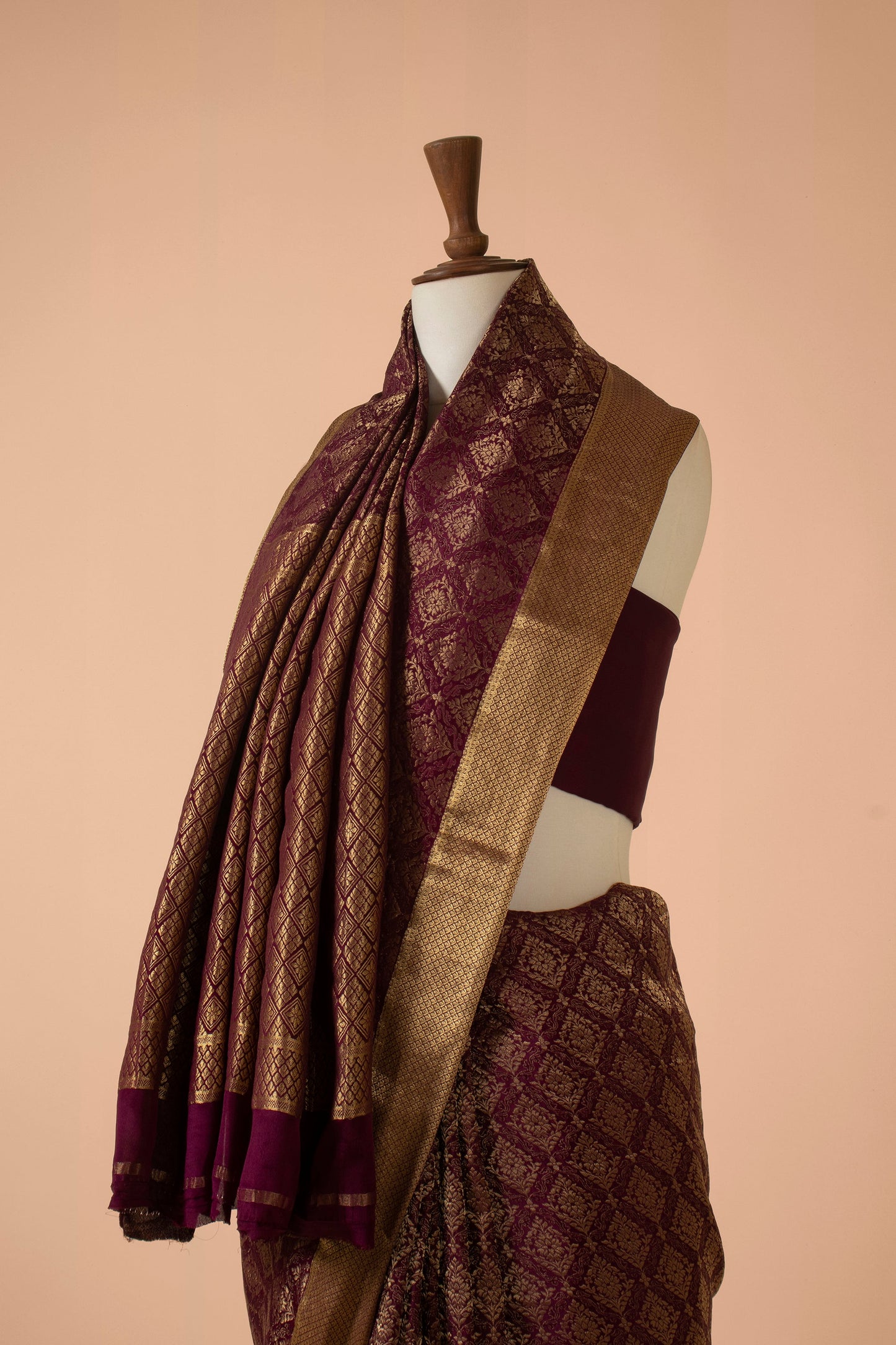 Handwoven Purple Georgette Sari