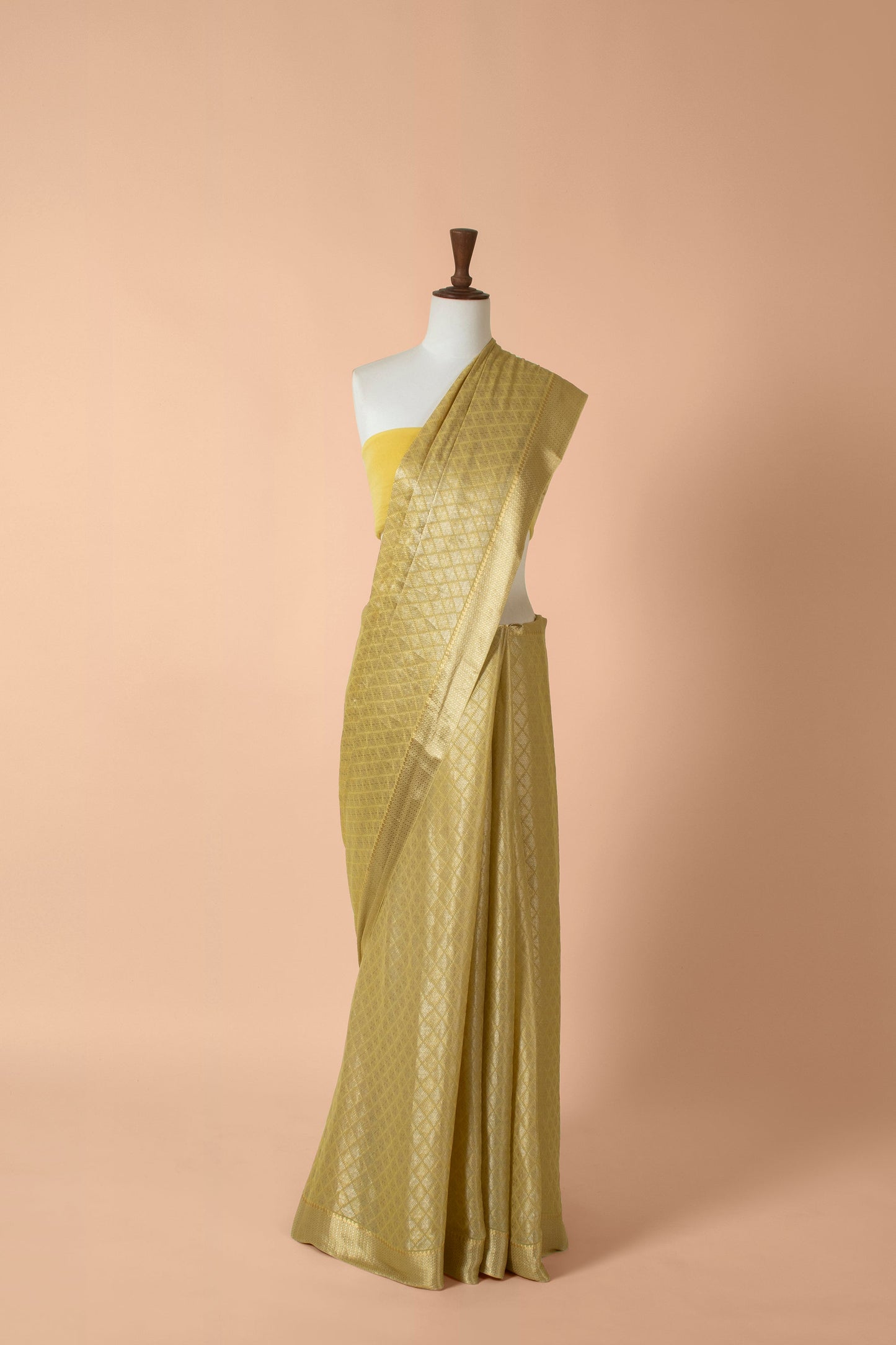 Handwoven Yellow Georgette Sari