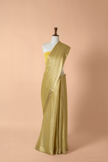 Handwoven Yellow Georgette Sari