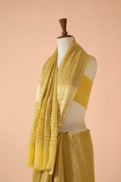 Handwoven Yellow Georgette Sari