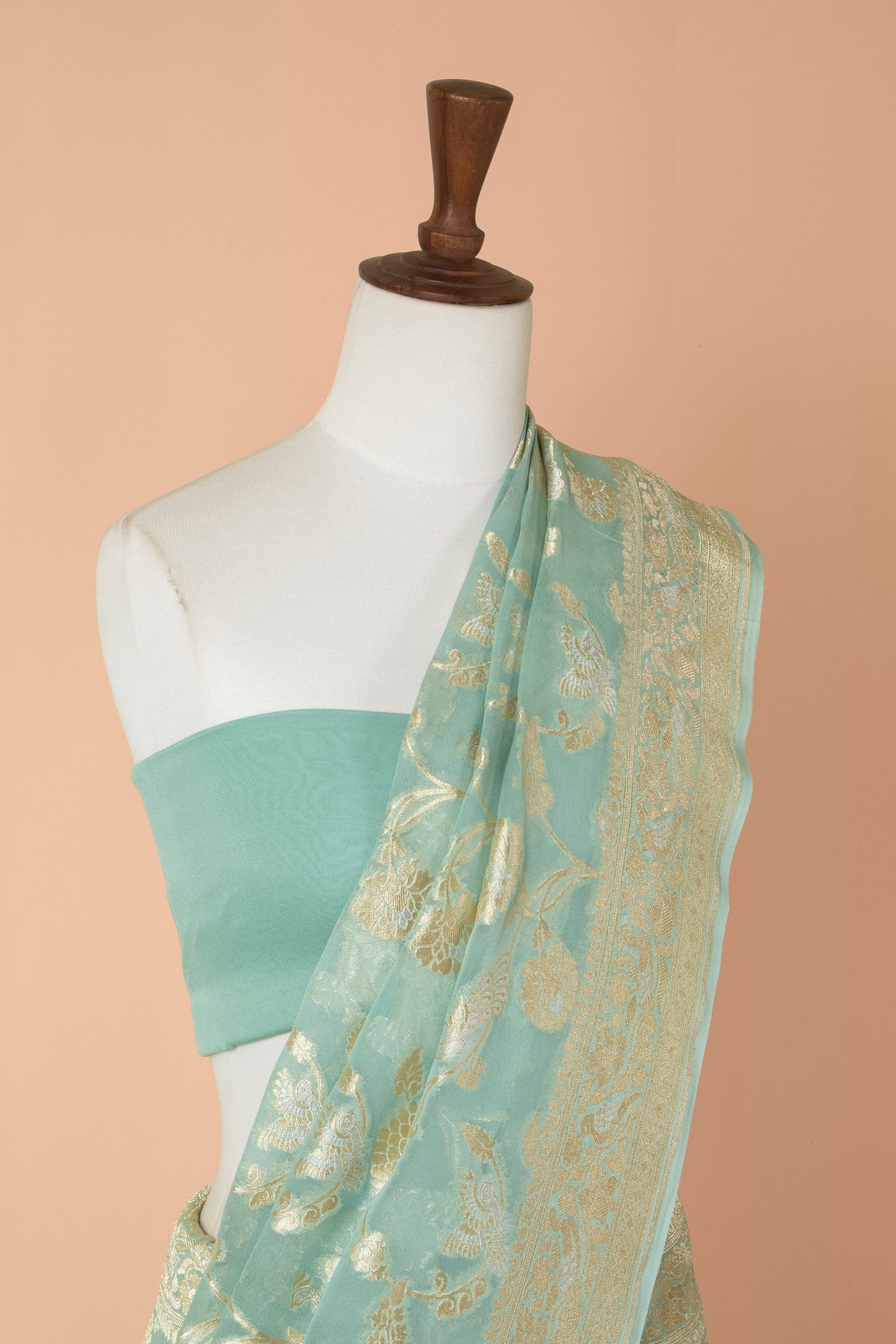 Handwoven Blue Georgette Sari