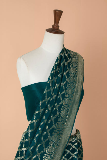 Handwoven Green Georgette Sari