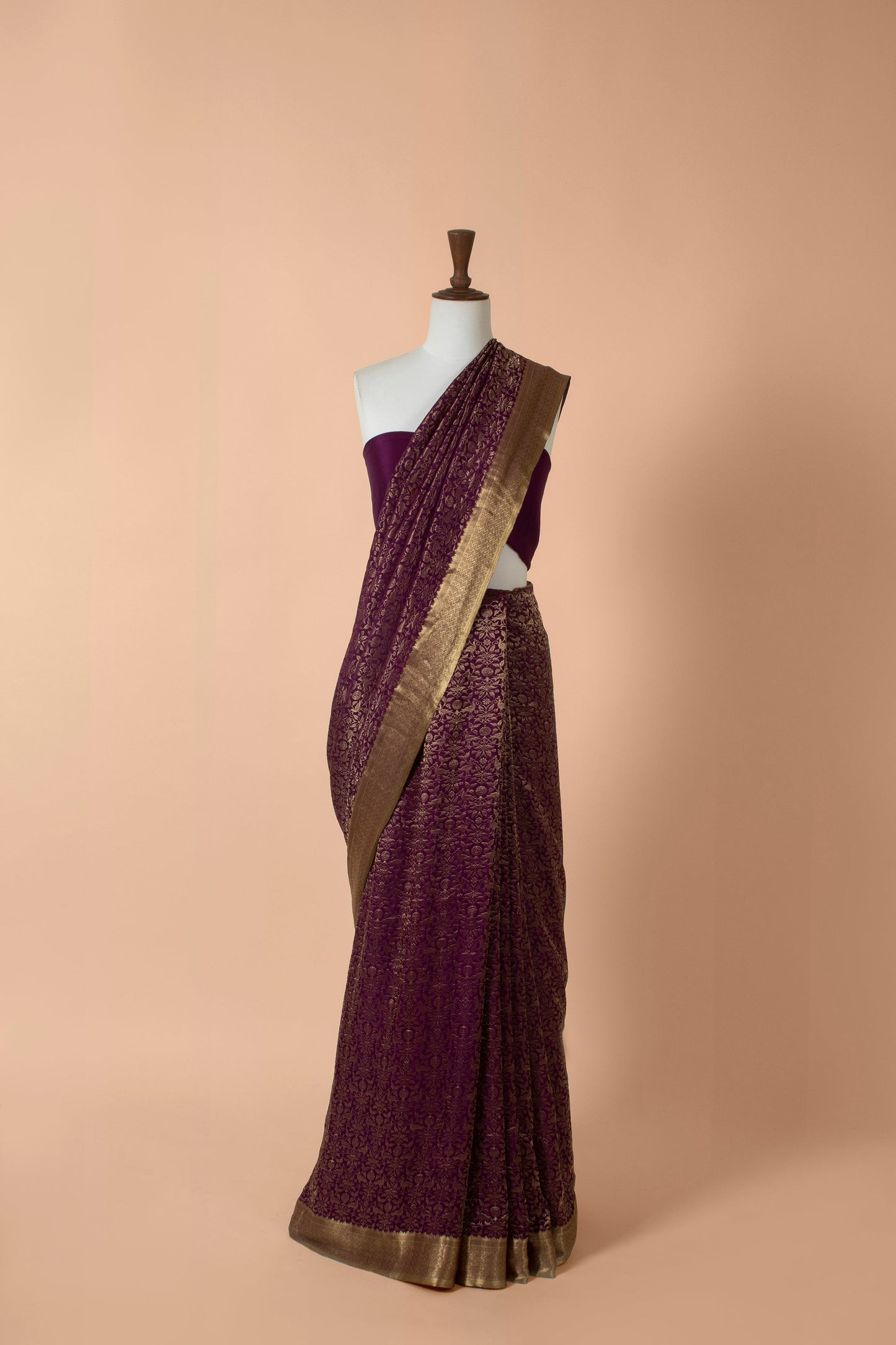 Handwoven Purple Georgette Sari