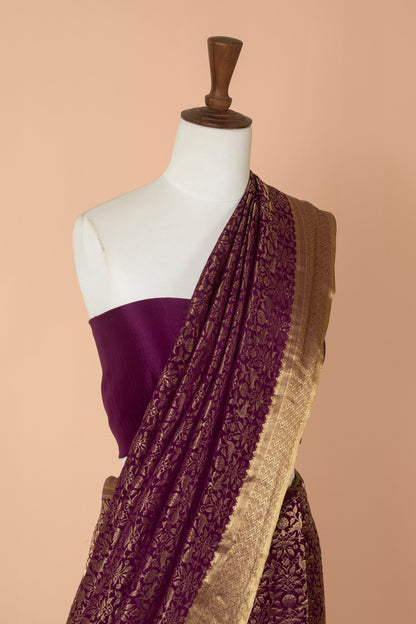 Handwoven Purple Georgette Sari