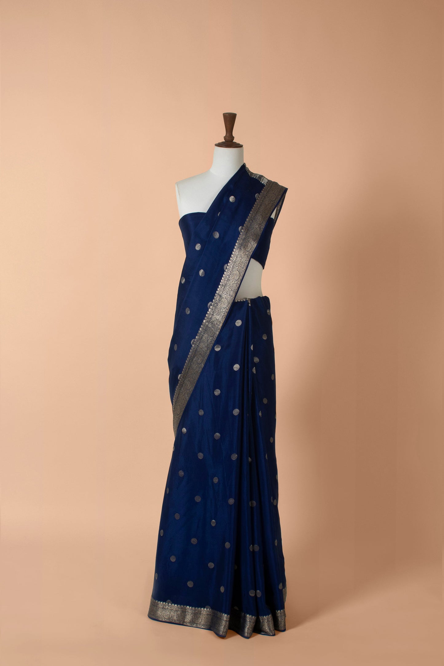 Handwoven Blue Satin Sari