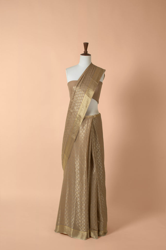 Handwoven Beige Georgette Saree