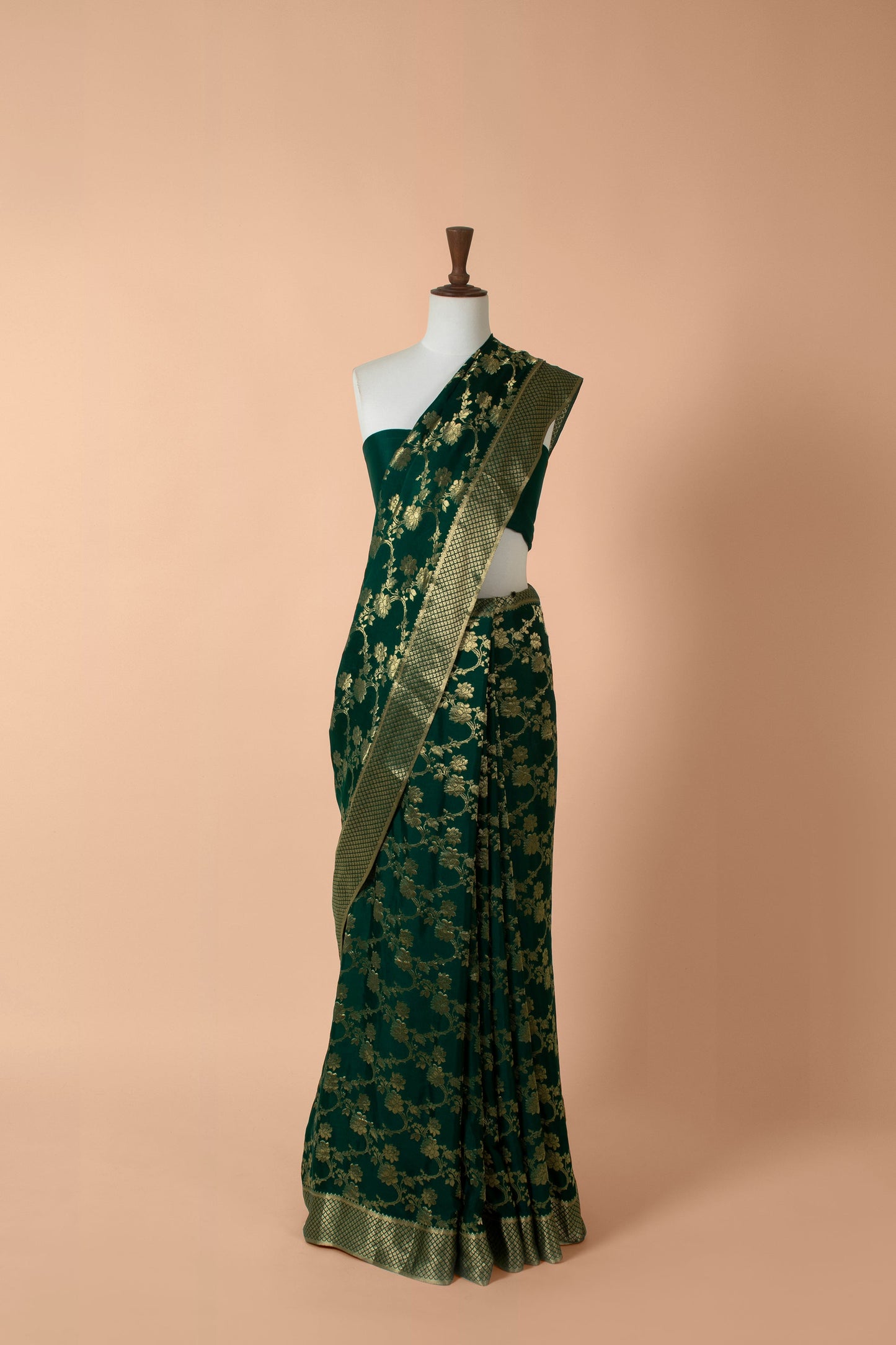 Handwoven Green Georgette Sari