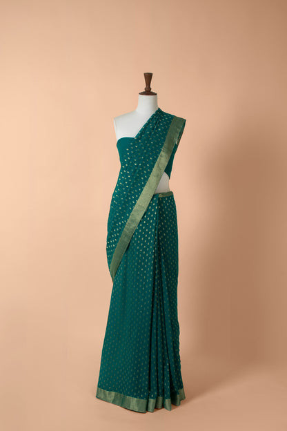 Handwoven Green Georgette Sari