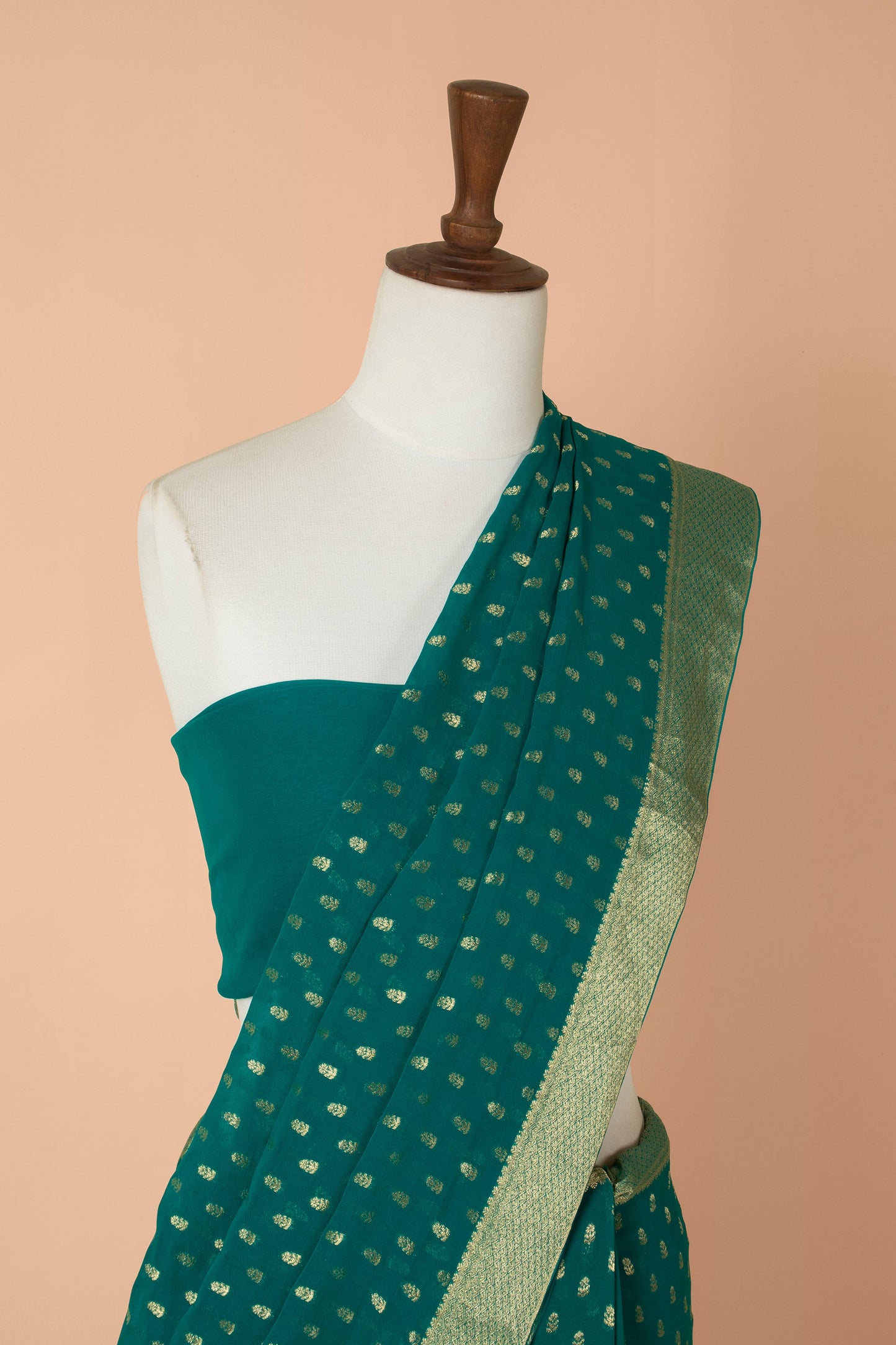 Handwoven Green Georgette Sari