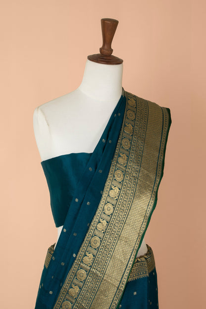 Handwoven Blue Georgette Sari