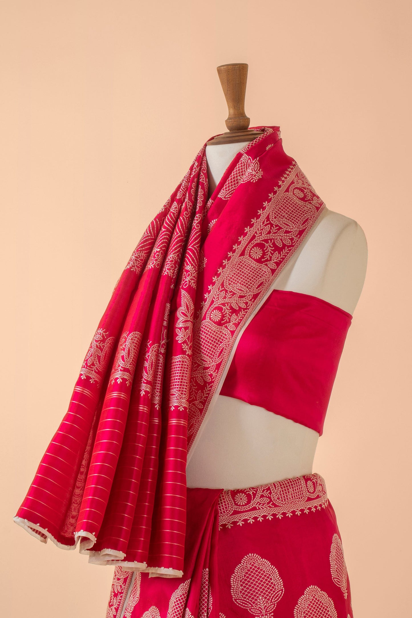 Handwoven Pink Silk Sari