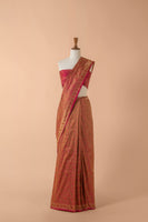 Handwoven Pink Satin Silk Sari