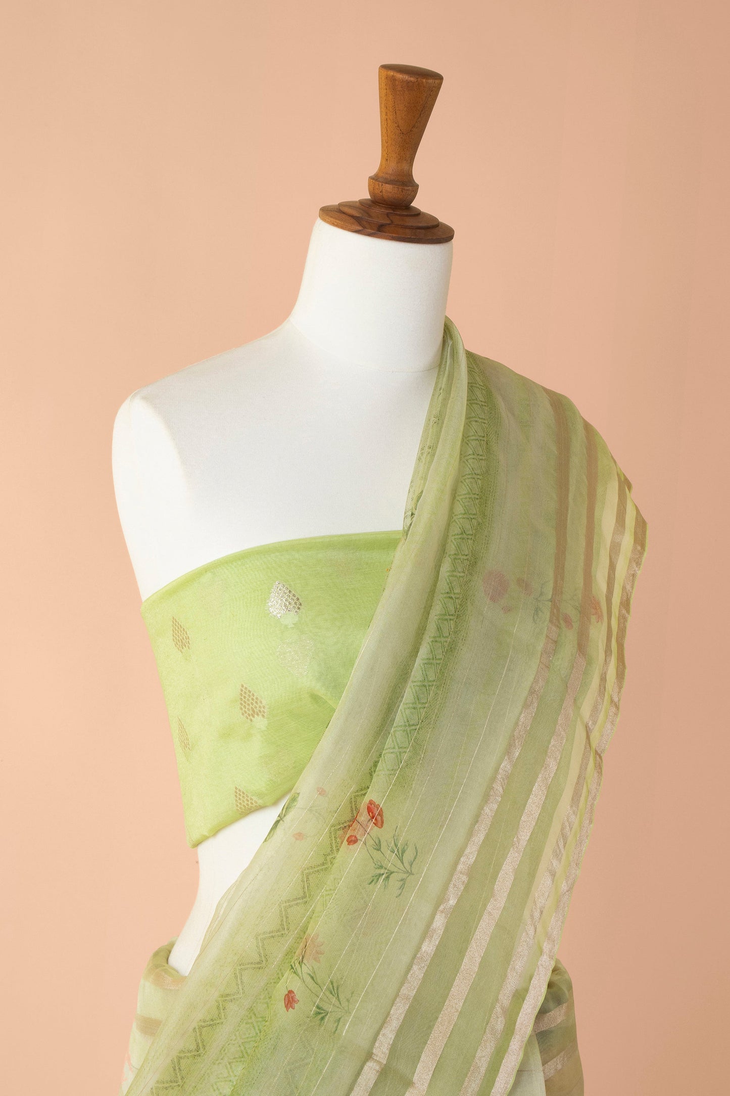 Handwoven Green Organza Sari