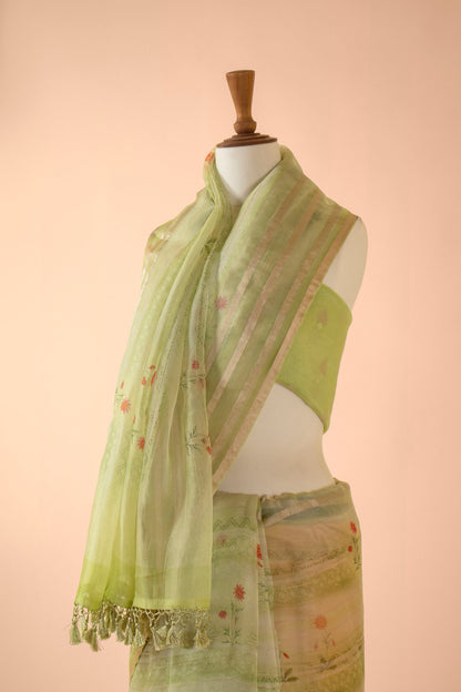 Handwoven Green Organza Sari