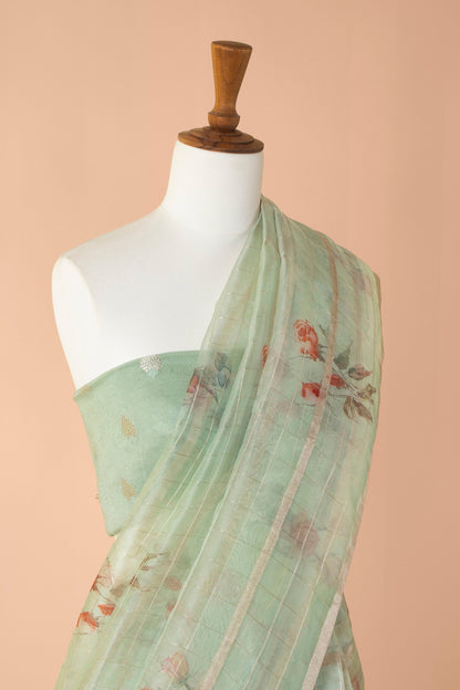 Handwoven Green Organza Sari