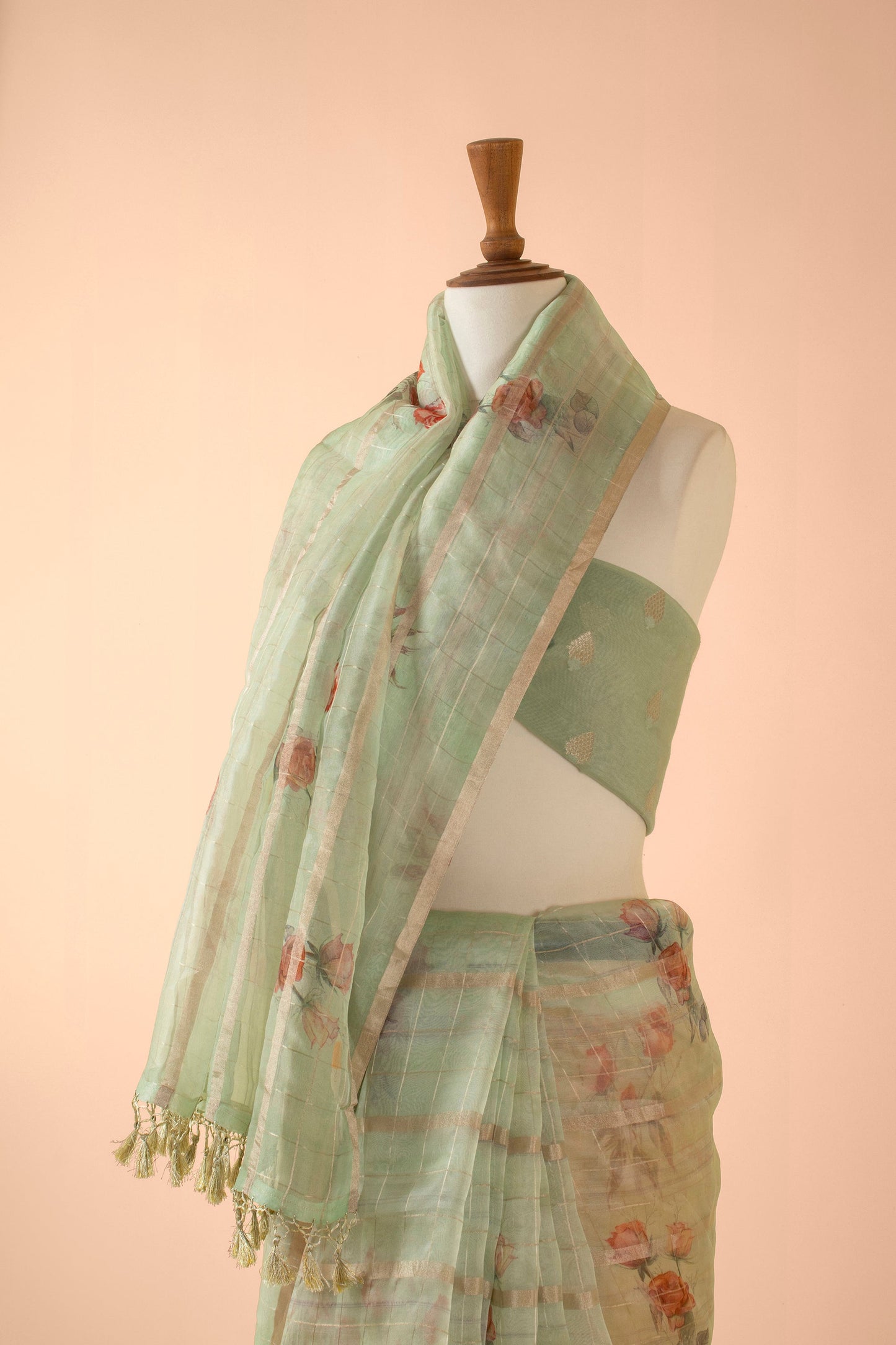 Handwoven Green Organza Sari