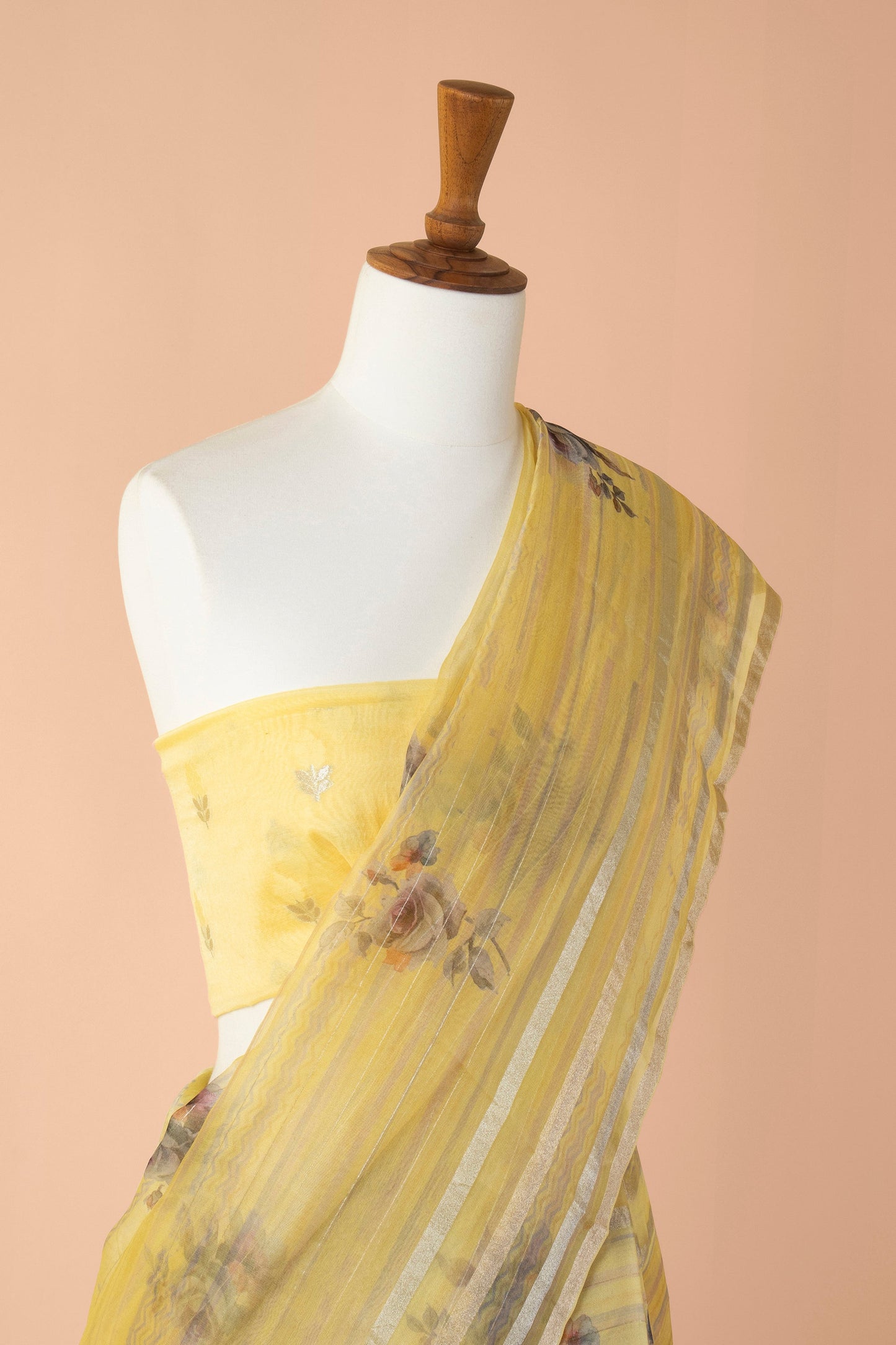 Handwoven Yellow Organza Sari