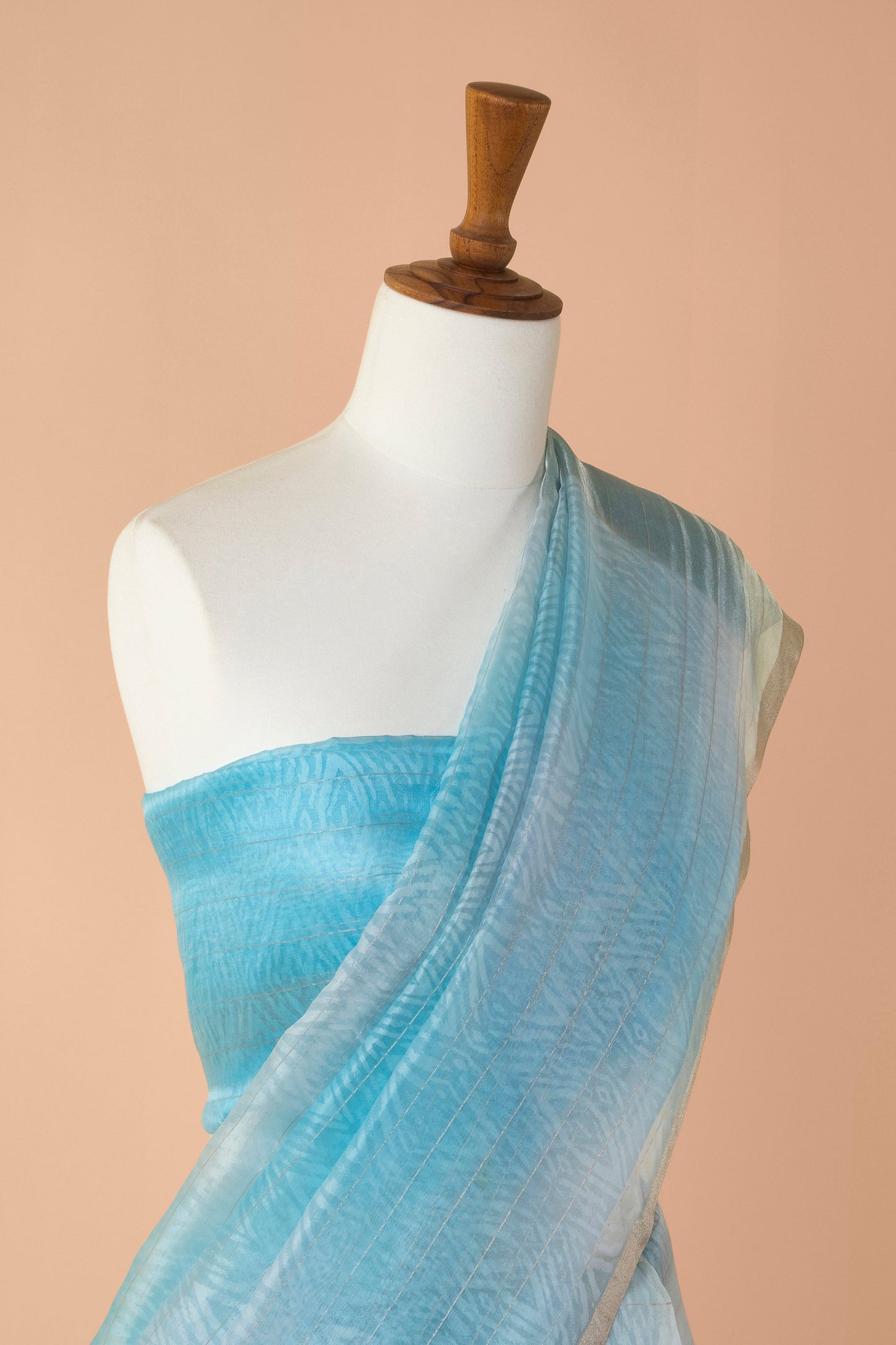 Handwoven Blue Organza Sari