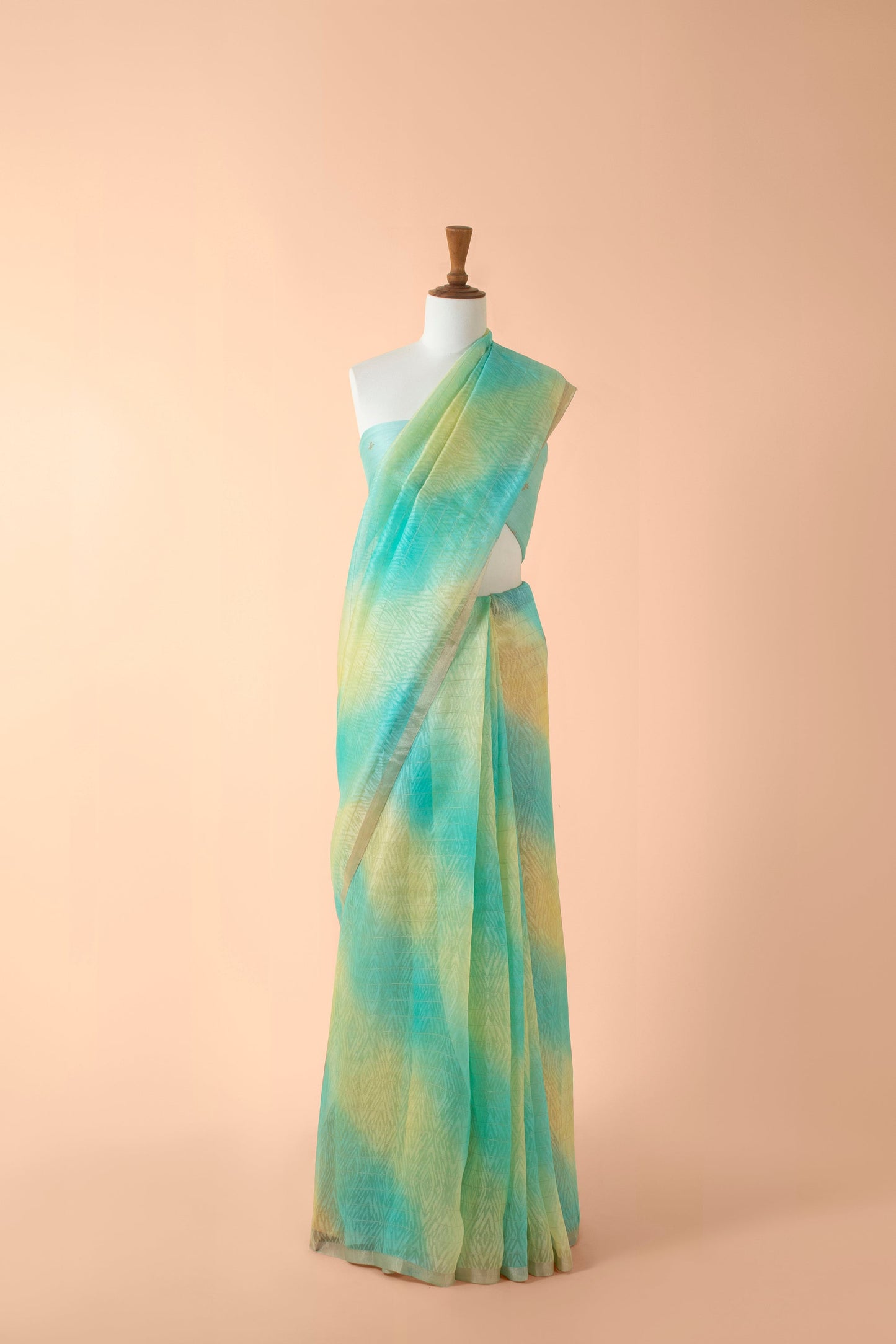 Handwoven Sea Green Organza Sari