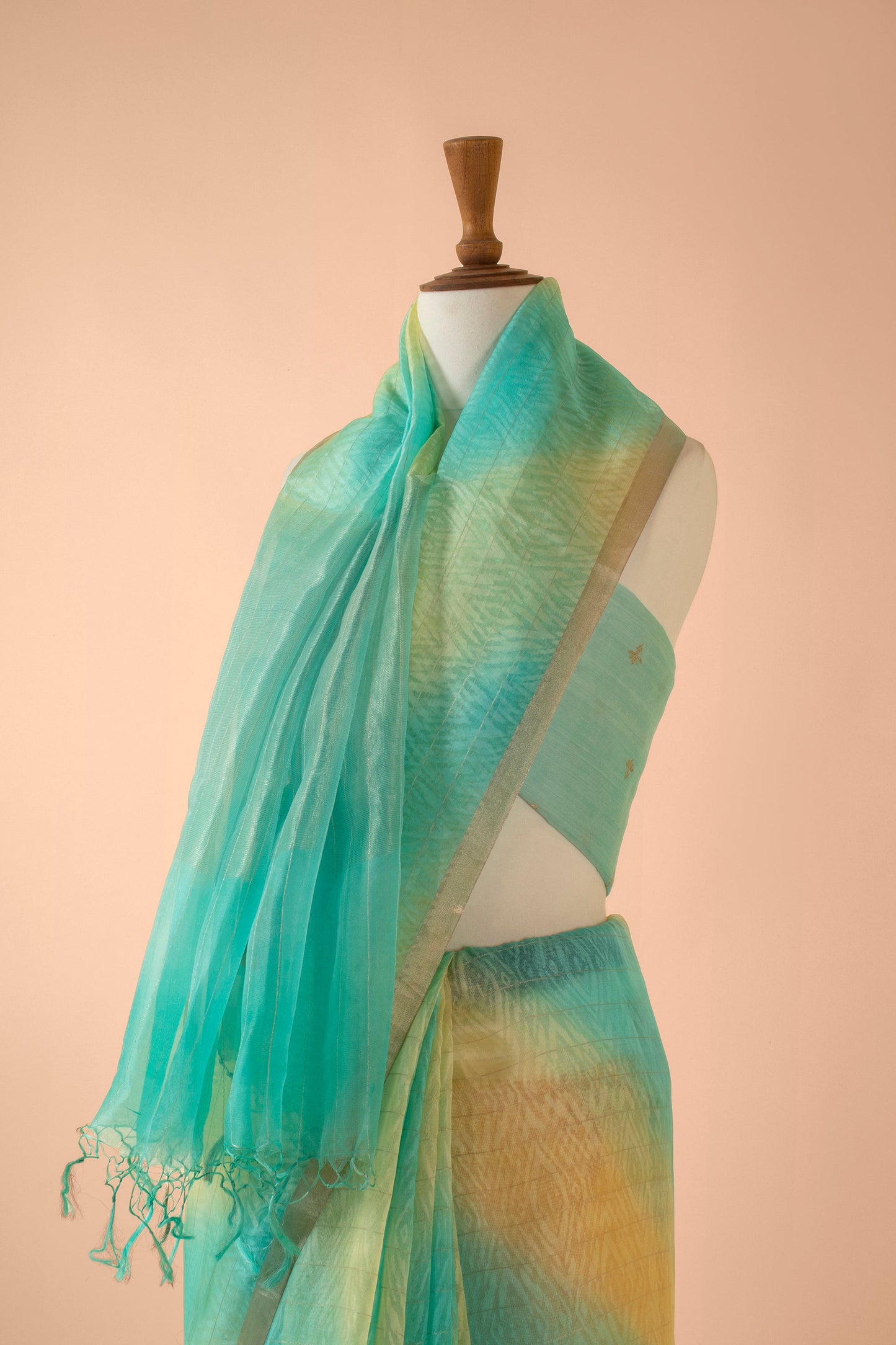 Handwoven Sea Green Organza Sari