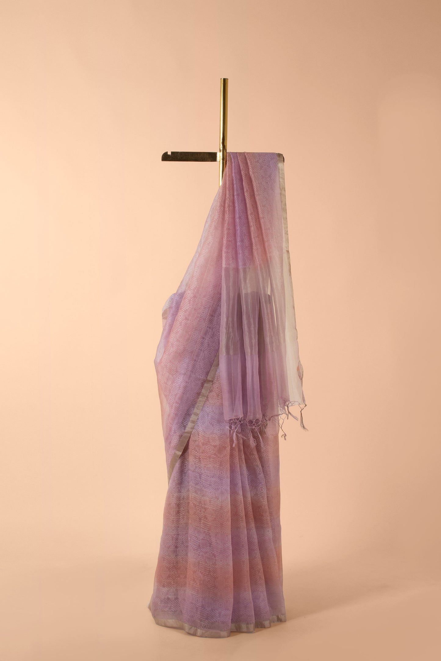 Handwoven Mauve Organza Sari