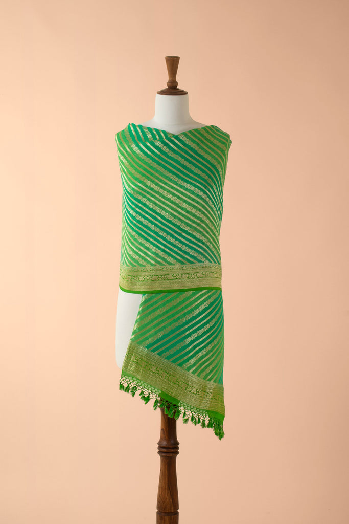 Handwoven Green Georgette Dupatta