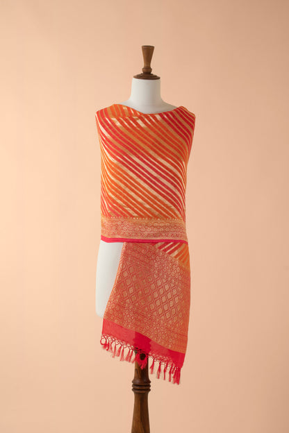 Handwoven Orange Georgette Dupatta