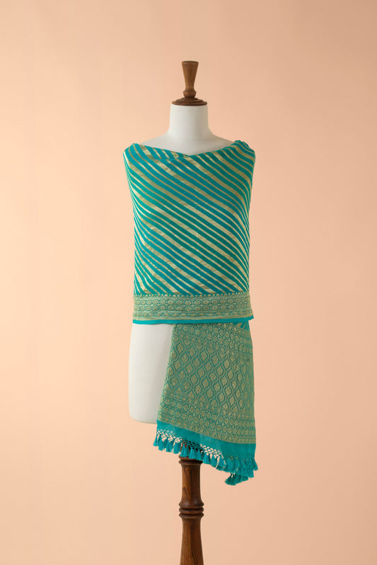 Handwoven Blue Georgette Dupatta