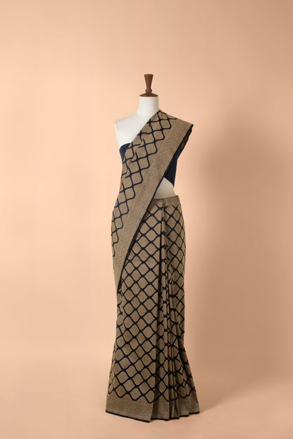 Handwoven Grey Silk Sari