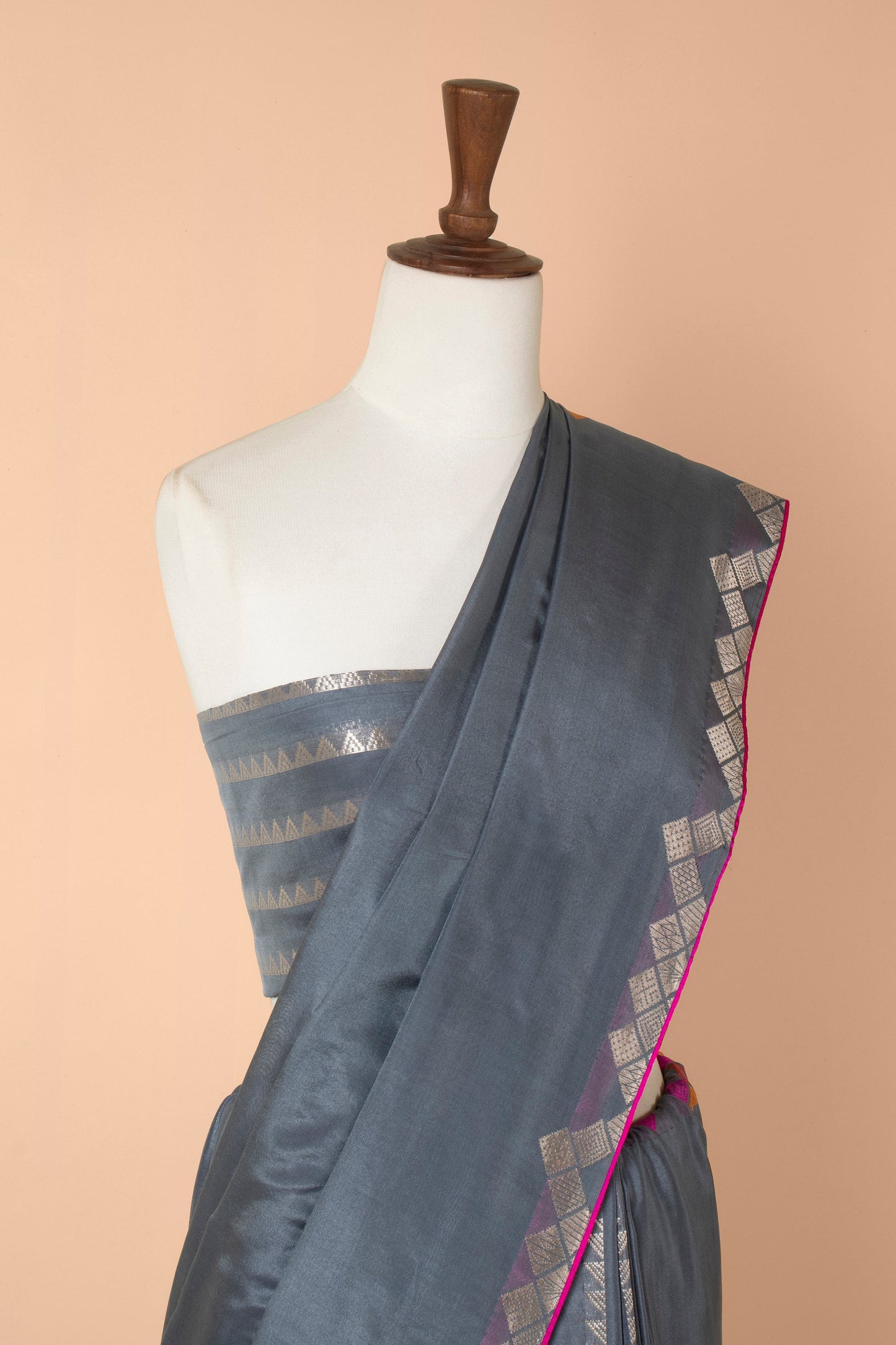 Handwoven Grey Silk Sari