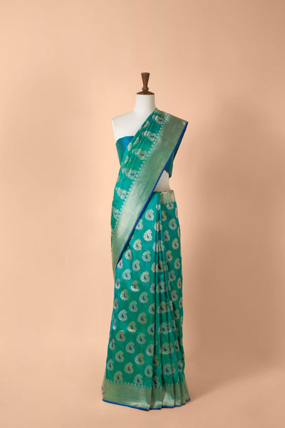 Handwoven Green Silk Sari