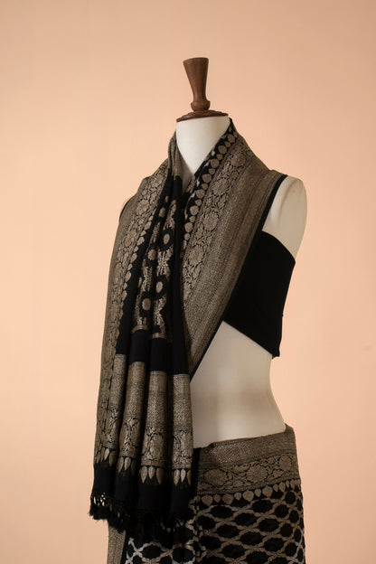 Handwoven Black Georgette Sari