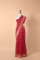 Handwoven Pink Georgette Sari