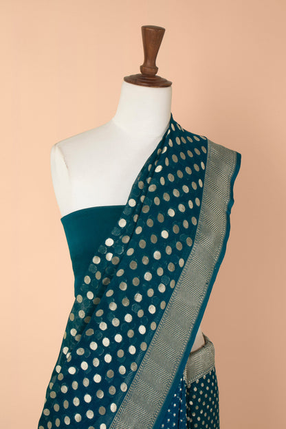 Handwoven Blue Georgette Sari