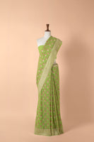 Handwoven Green Georgette Sari
