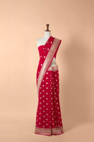 Handwoven Pink Georgette Sari