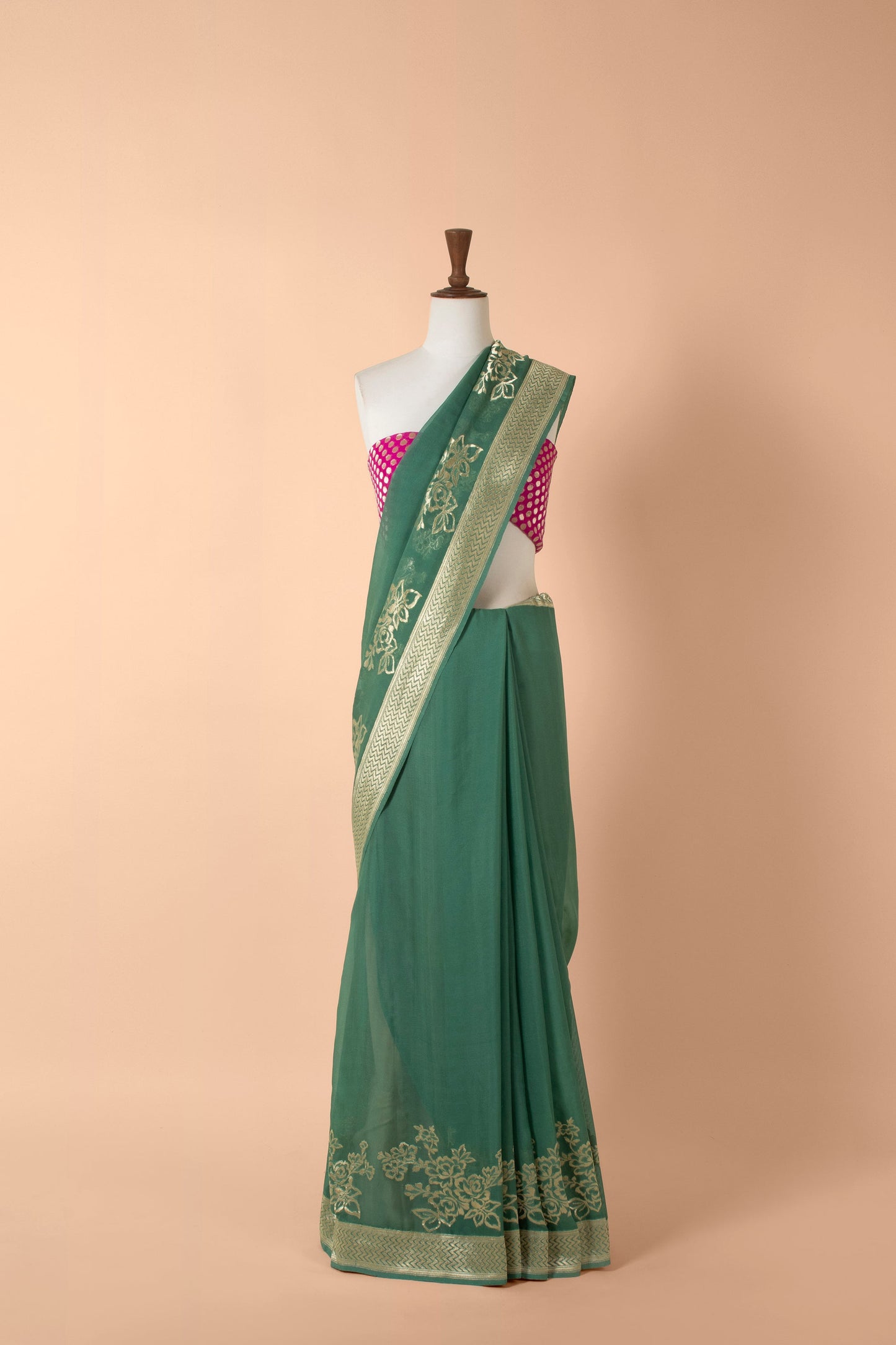 Handwoven Green Georgette Sari