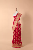 Handwoven Maroon Georgette Sari