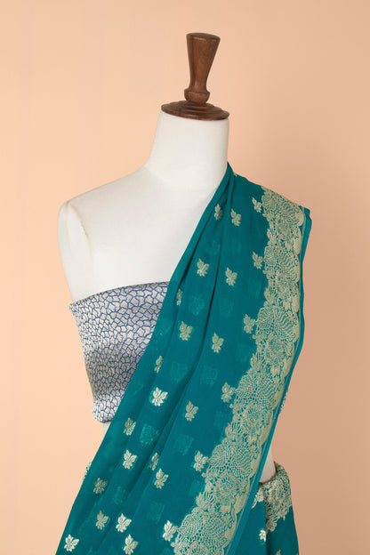 Handwoven Blue Georgette Sari