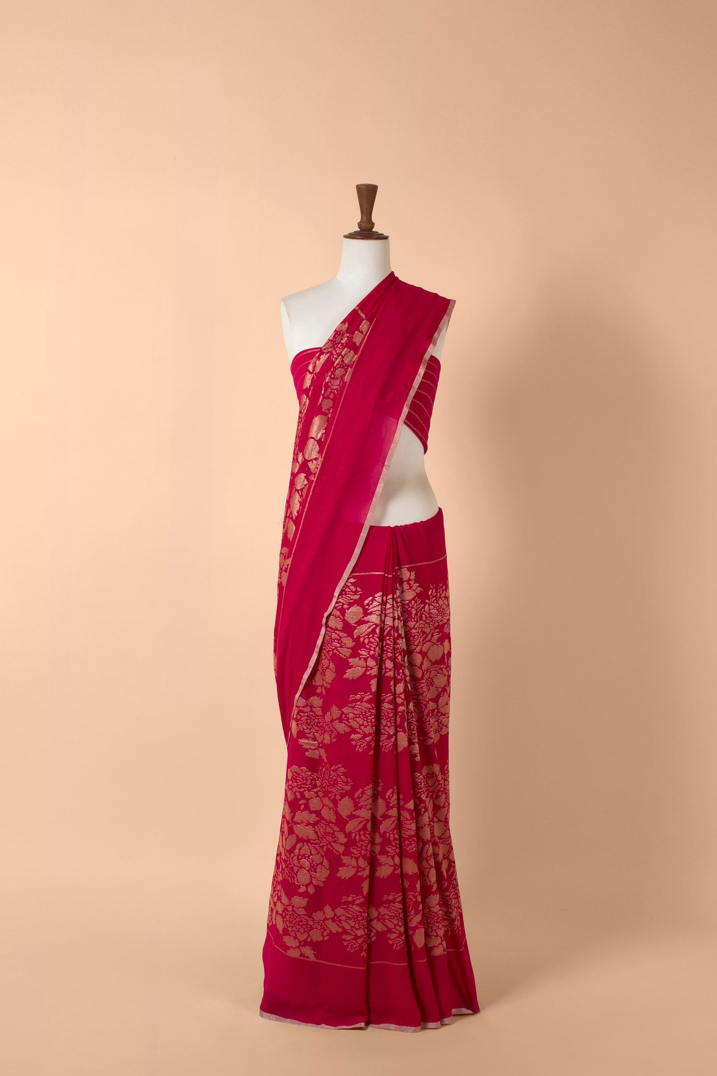 Handwoven Maroon Georgette Sari
