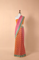 Handwoven Pink Georgette Sari