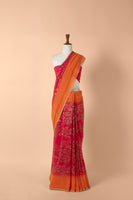 Handwoven Pink Georgette Sari