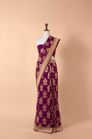 Handwoven Purple Georgette Sari
