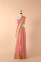 Handwoven Pink Georgette Sari