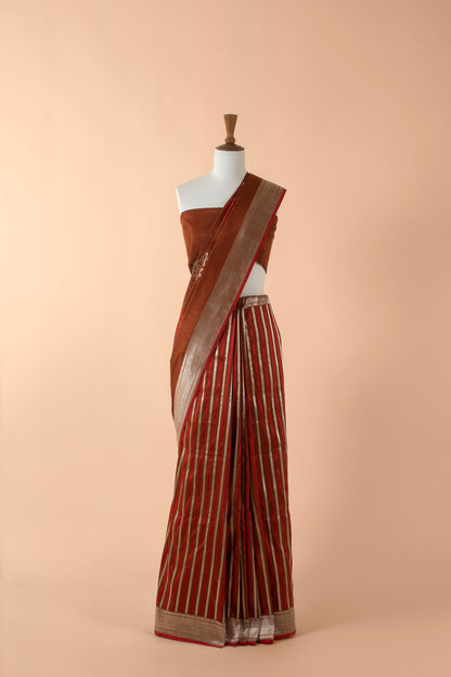 Handwoven Brown Silk Sari